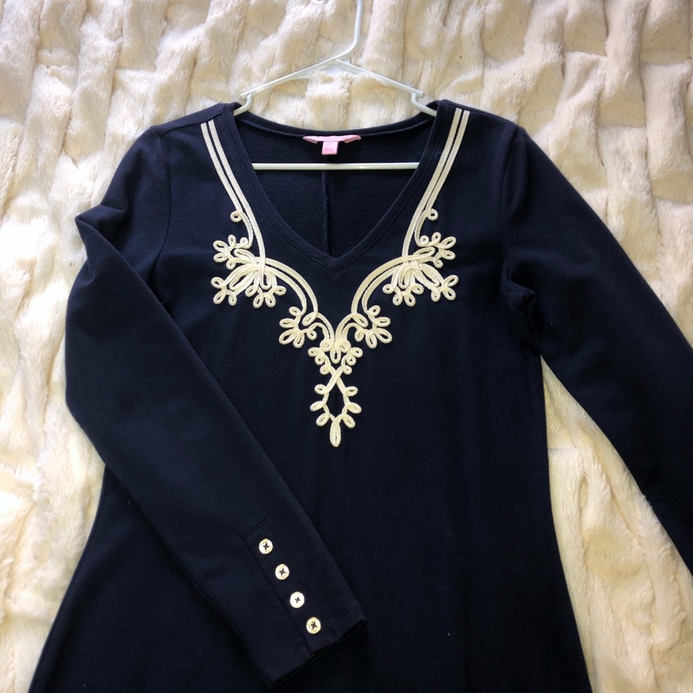 Lilly Pulitzer Navy Long Sleeve Shift Dress